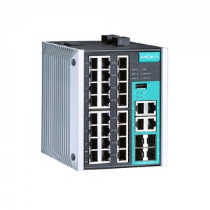 سوئیچ مدیریتی لایه 2 صنعتی موگزا MOXA EDS-528E-4GTXSFP-LV-T Layer 2 Managed Switch