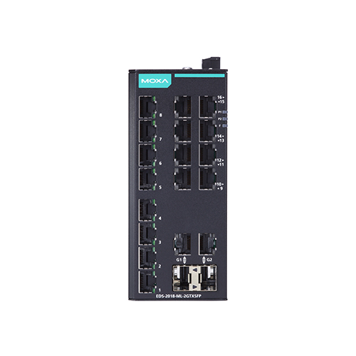 سوئیچ غیرمدیریتی صنعتی موگزا MOXA EDS-2018-ML-2GTXSFP Unmanaged Ethernet Switch سوئیچ غیرمدیریتی صنعتی موگزا MOXA EDS-2018-ML-2GTXSFP Unmanaged Ethernet Switch