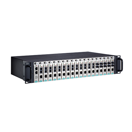 ماژول اترنت به فیبر نوری صنعتی موگزا MOXA TRC-2190-DC-48V Rackmount Chassis Managed Media Converter