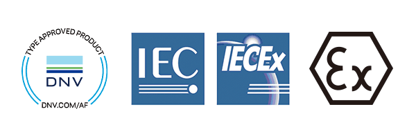 DNV, CID2, IECEx, and ATEX certification logos